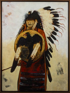 Fights Well Known Crow Indian Man Kevin Red Star Original Native American Art