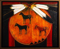 Three Protector Shield Original Kevin Red Star Native American Crow Indian Art