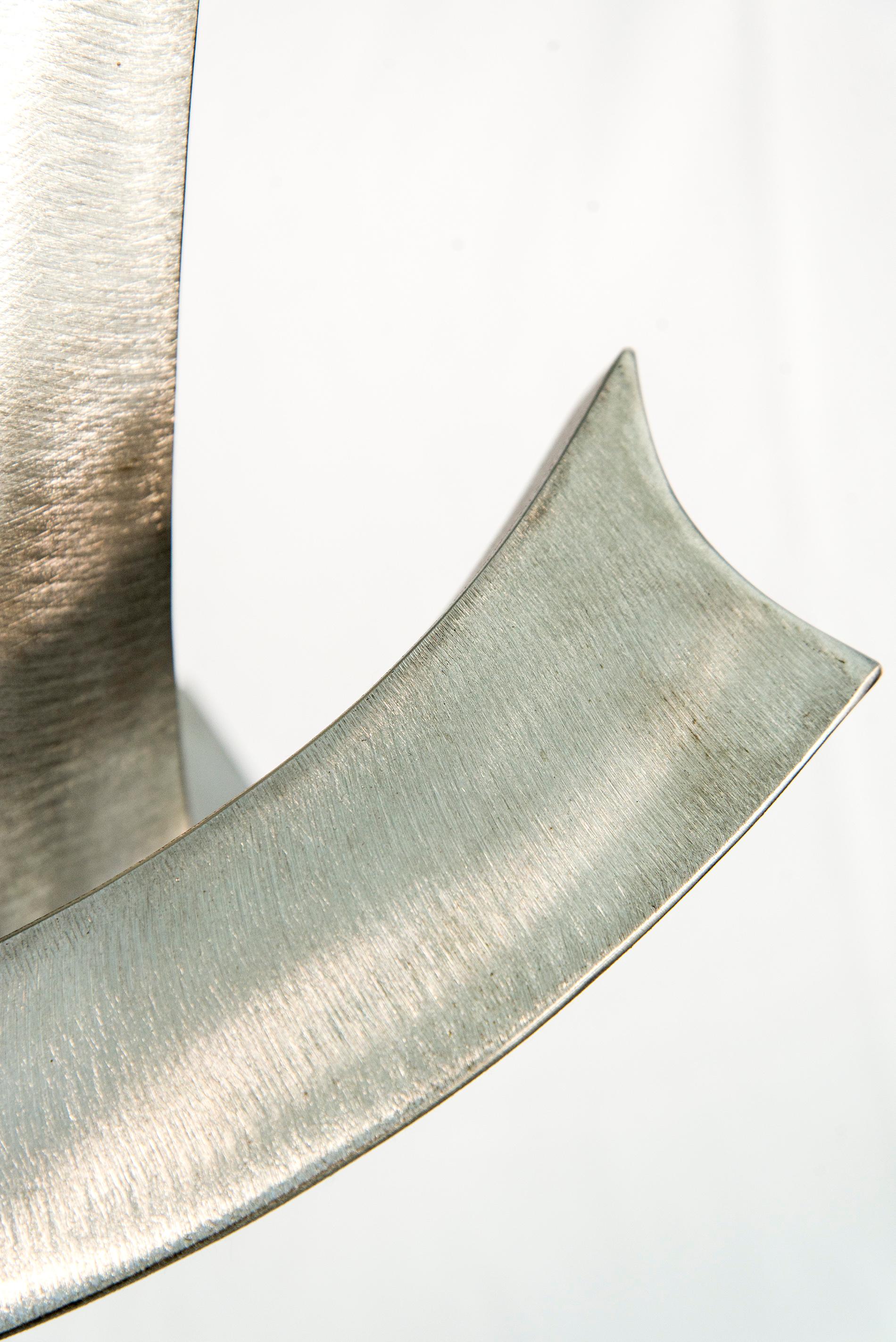A Glimpse of Fun - contemporary, abstract, forged stainless steel sculpture - Gray Abstract Sculpture by Kevin Robb