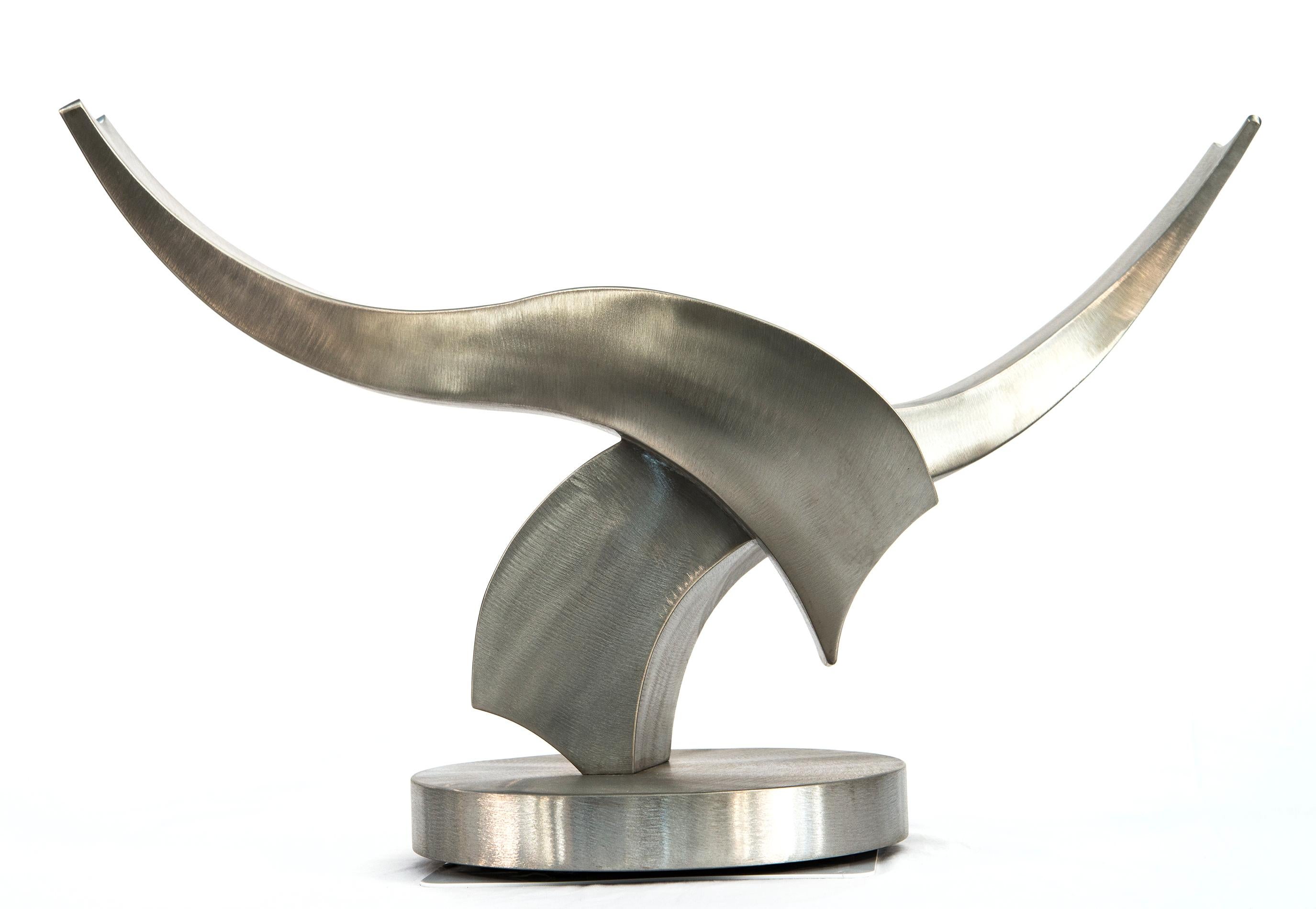 Kevin Robb Abstract Sculpture - Ready To Soar - Sweeping elongated forms in sleek stainless steel