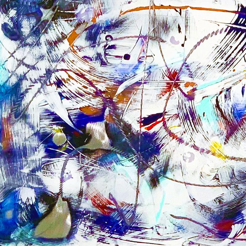 « Ulysses », peinture abstraite colorée sur panneau d'aluminium de Kevin Barrett - Abstrait Painting par Kevin S. Barrett