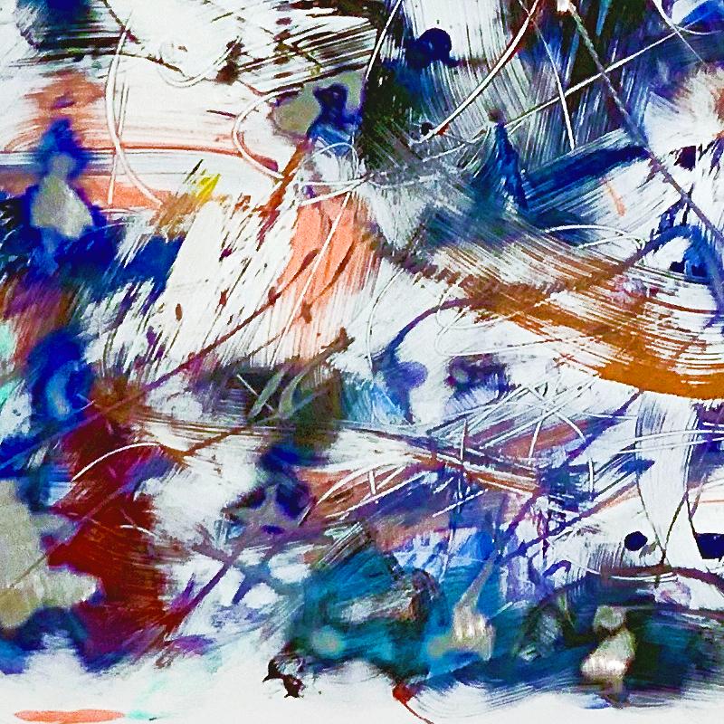« Ulysses », peinture abstraite colorée sur panneau d'aluminium de Kevin Barrett - Gris Abstract Painting par Kevin S. Barrett