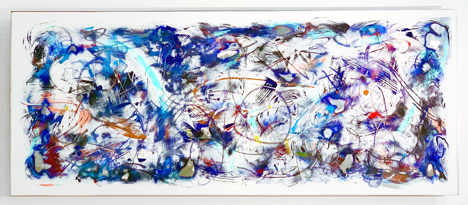 Abstract Painting Kevin S. Barrett - « Ulysses », peinture abstraite colorée sur panneau d'aluminium de Kevin Barrett
