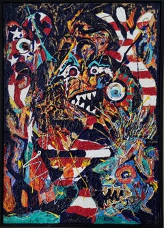 Peinture néo-expressionniste de Kevin Samuel Murphy « Shadows in the Flag »