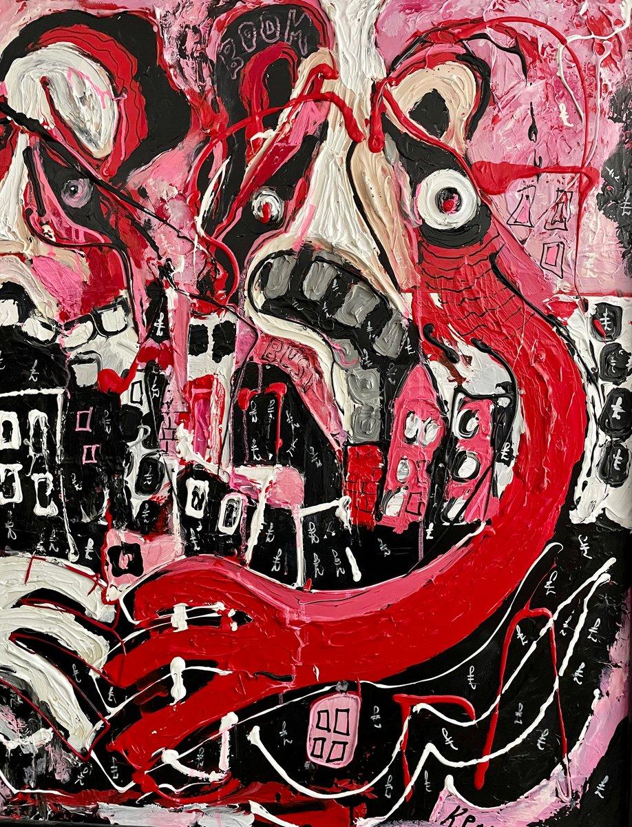 Peinture néo-expressionniste de Samuel Murphy « Les 3 agents immobiliers »  - Néo-expressionnisme Painting par Kevin Samuel Murphy