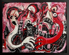 Peinture néo-expressionniste de Samuel Murphy « Les 3 agents immobiliers » 
