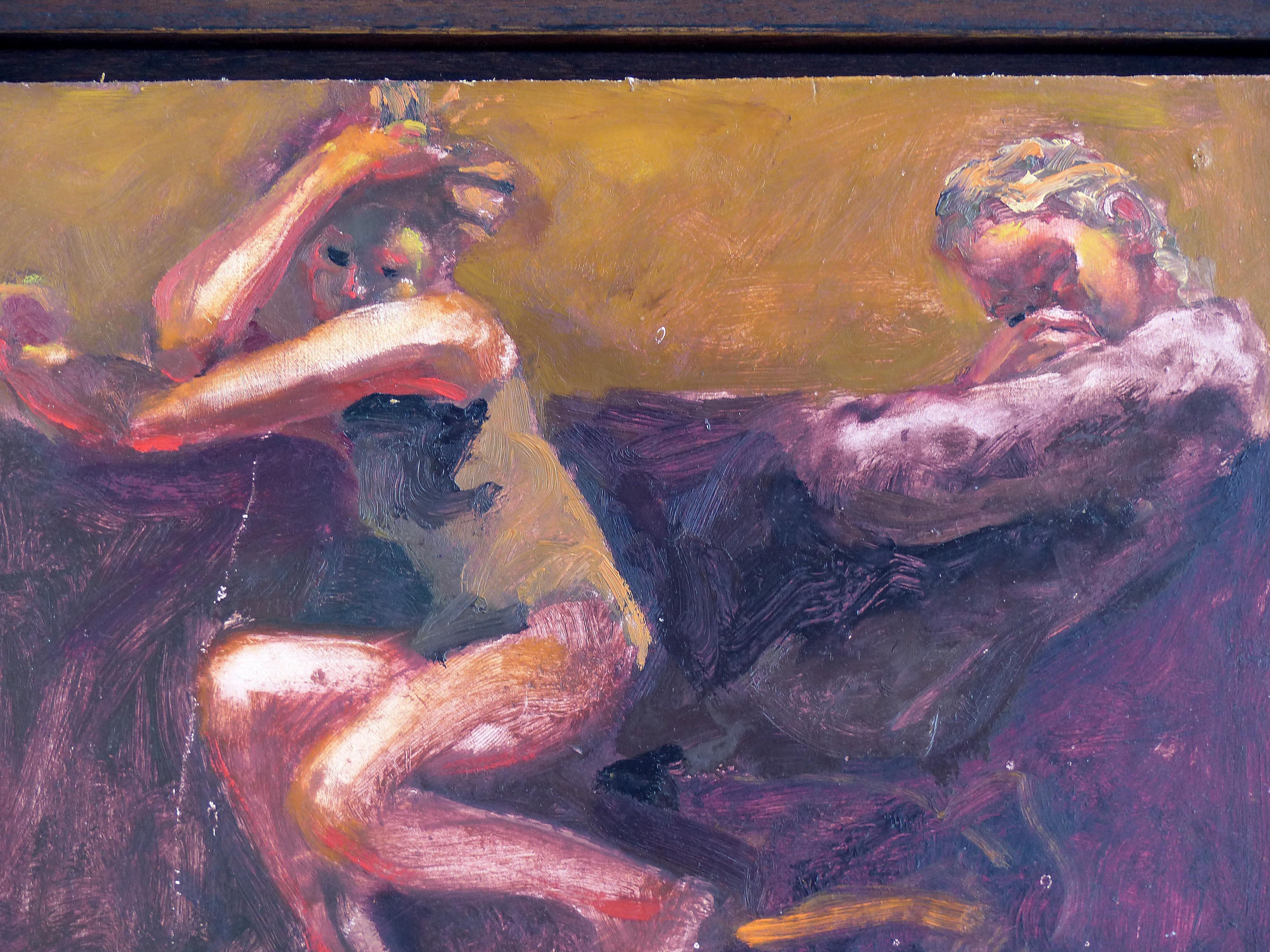 Kevin Sinnott, peinture à l'huile sur panneau de bois intitulée 