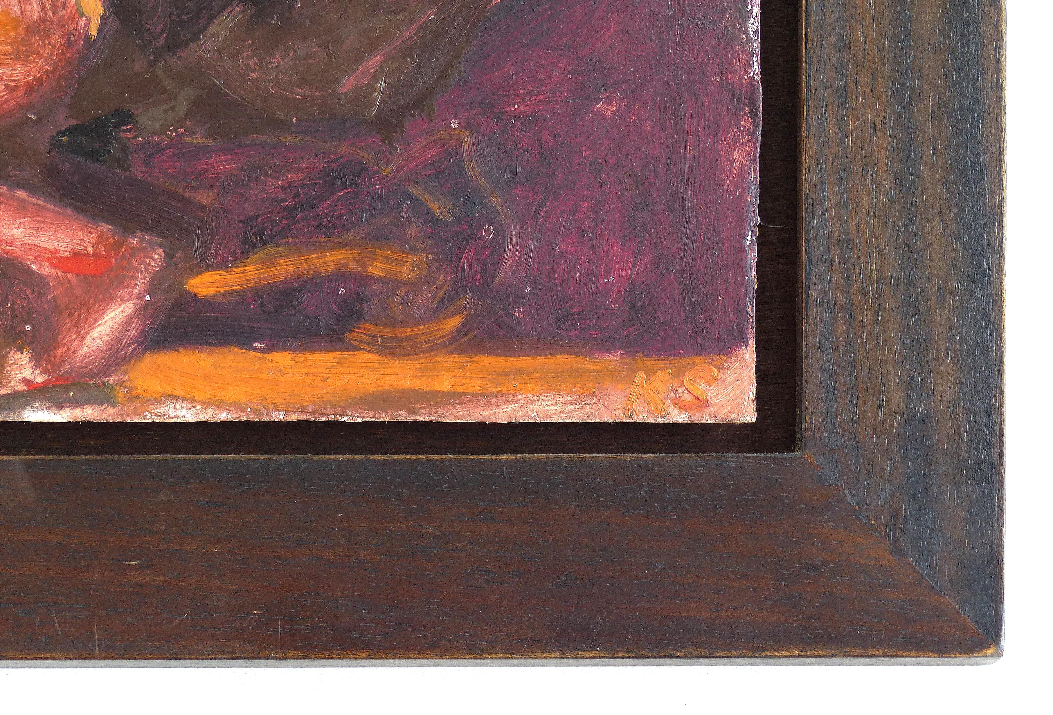 Bois Kevin Sinnott, peinture à l'huile sur panneau de bois intitulée « Study for a Disco Dancer » (Étude pour une danseuse de disco) en vente