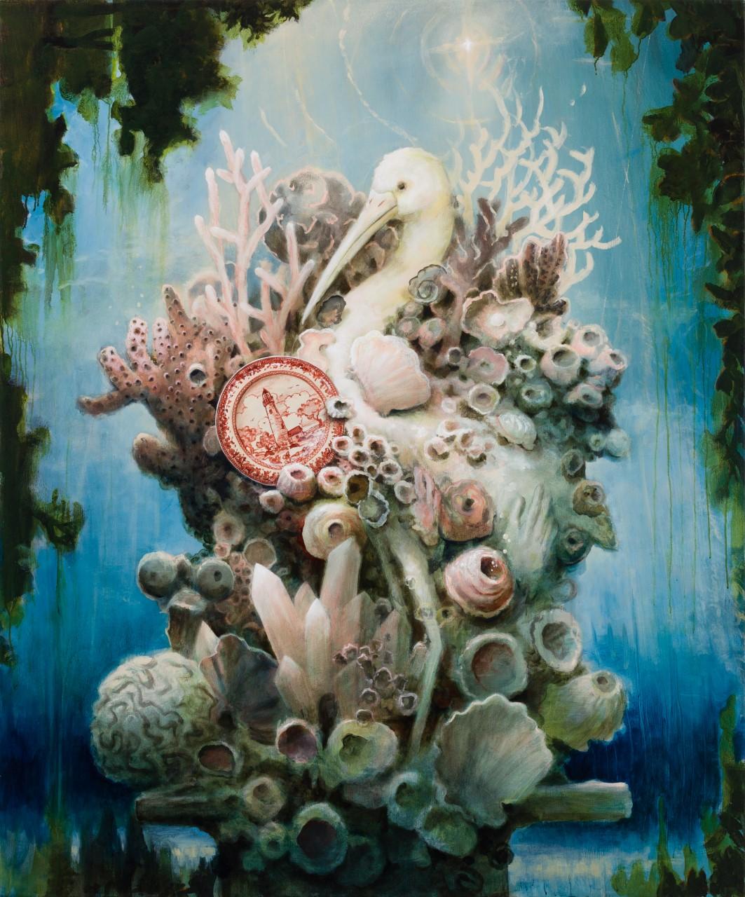 A Sculpture at the Bottom of the Sea - Painting by Kevin Sloan