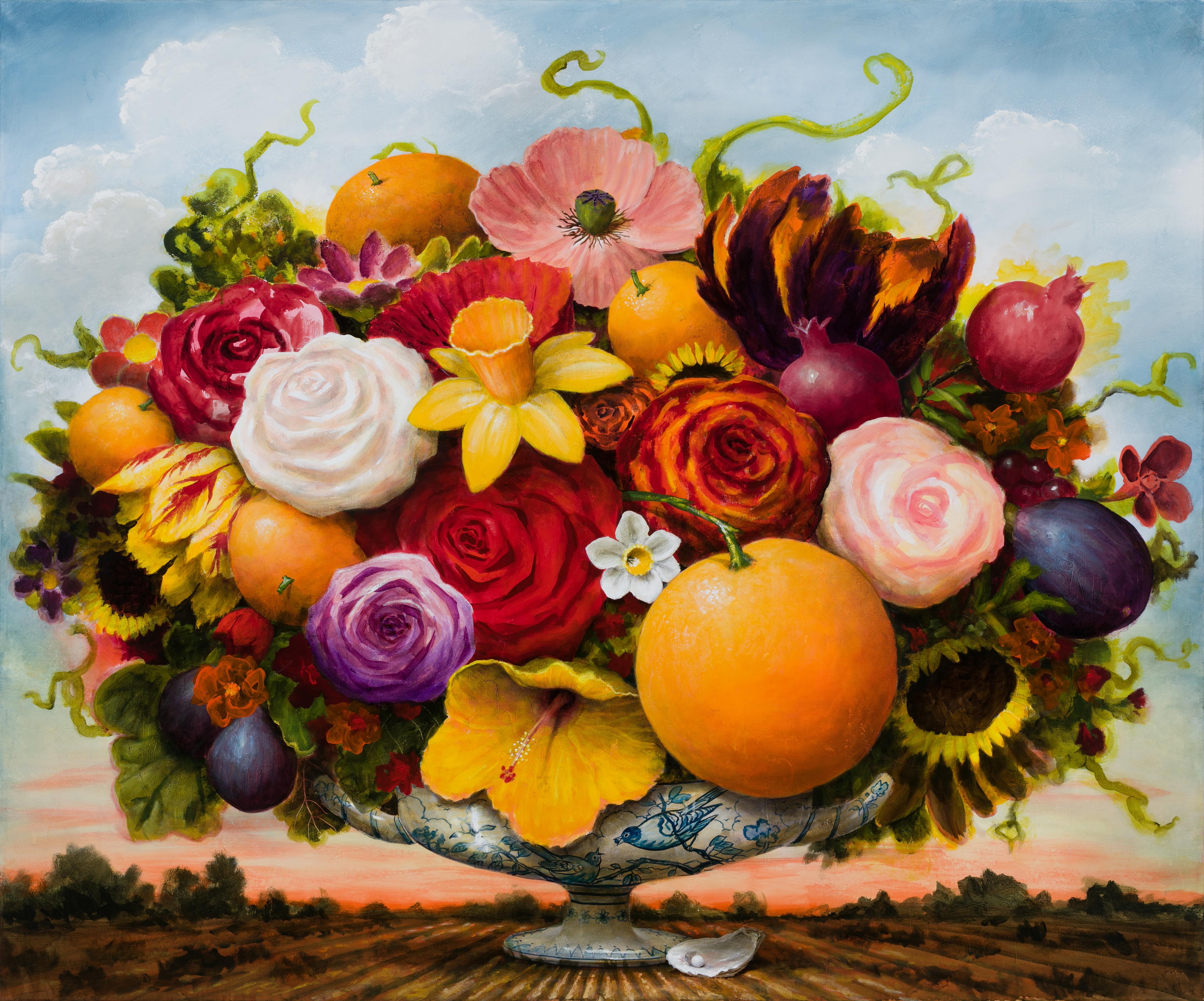Kevin Sloan Still-Life Painting - Arrangement with Unexpected Good Fortune