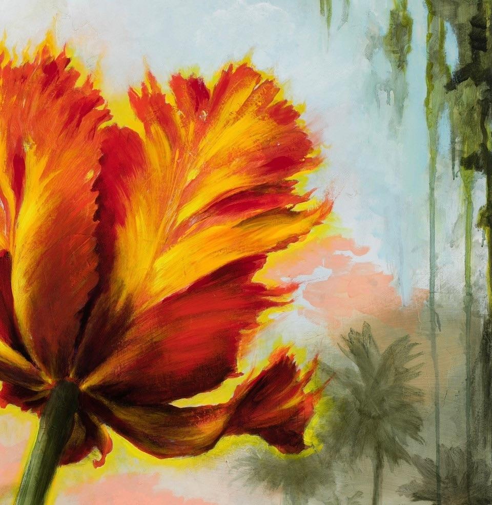 Portrait of a Tulip Attempting to Become a Flame - Beige Still-Life Painting by Kevin Sloan