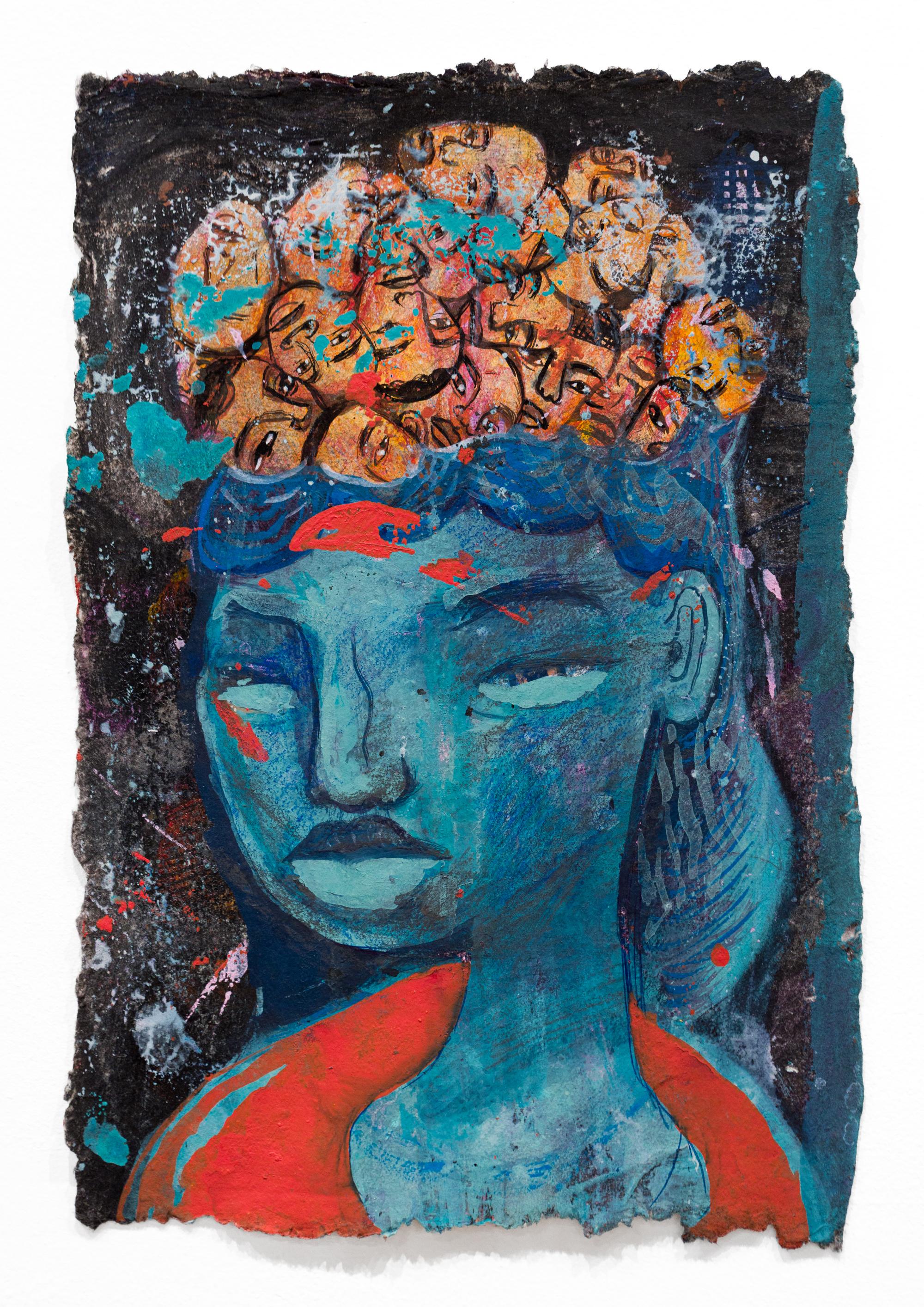 "Operating Instructions" is an original piece by Kevin Snipes made from ink, gouache, and acrylic on paper. This piece measures 11.25”h x 7.75”w and is signed en verso.

Kevin Snipes (he/him) is an American artist known for his ceramic work that