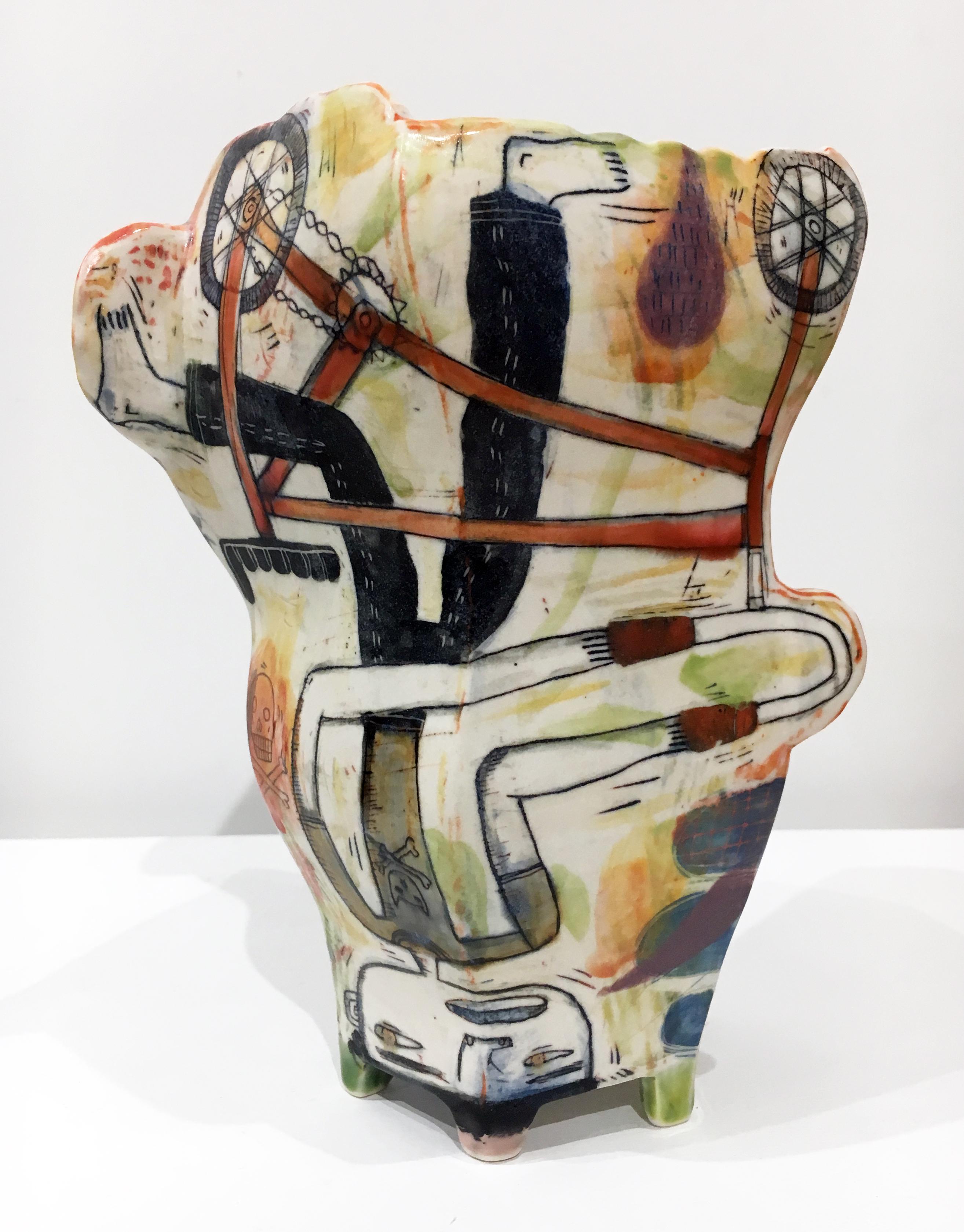 "Naked Truth", scultura astratta in porcellana, illustrazione di superficie, smalti - Sculpture di Kevin Snipes