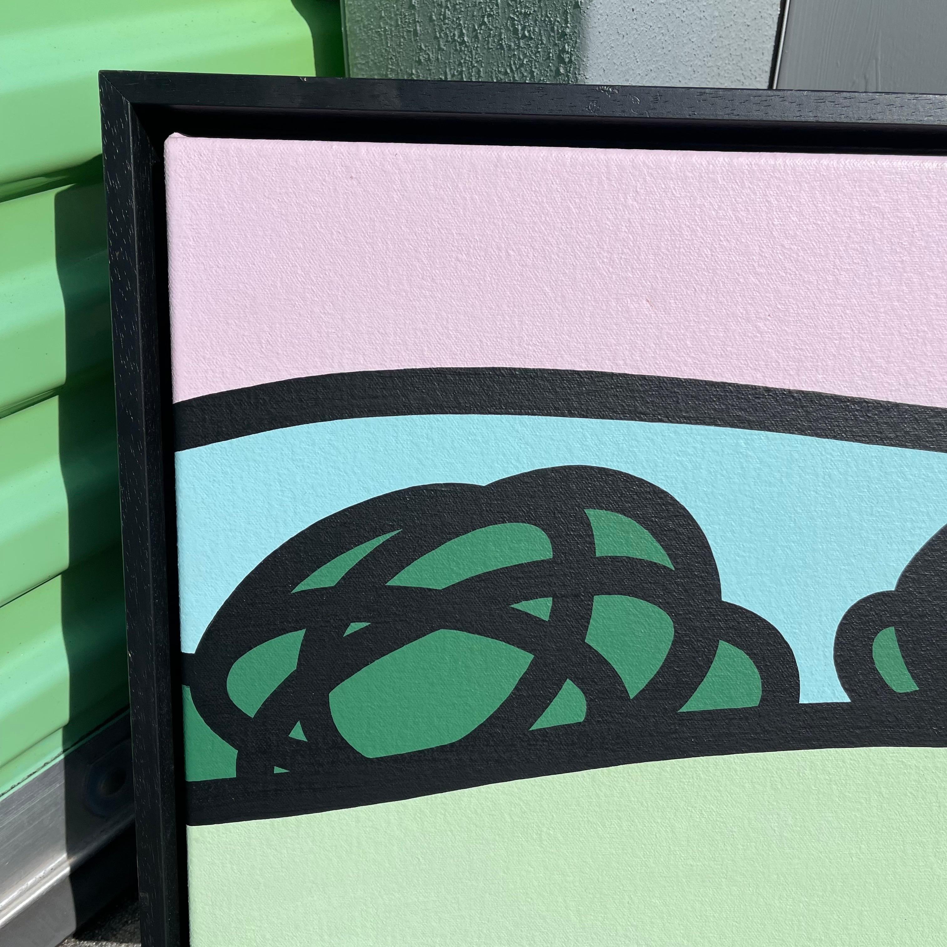 Neo-Pop Art abstrakte Interpretation eines Landschaftsgemäldes von Kevin T. Kelly.