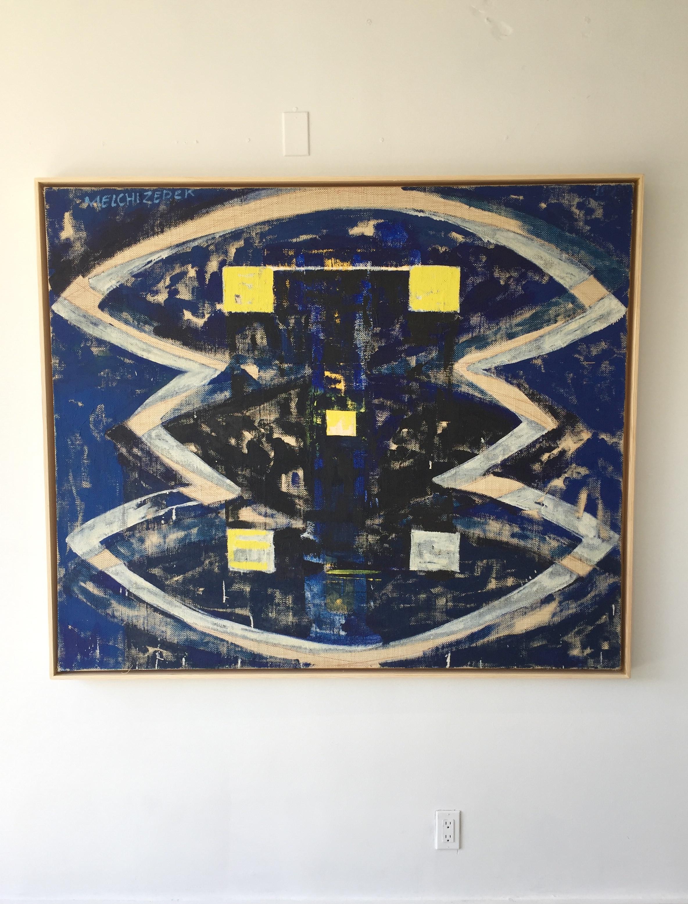Melchizedek (ABSTRACT BLUE/YELLOW PALETTE, OIL ON CANVAS) For Sale 1