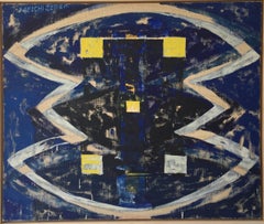 Melchizedek (ABSTRACT BLUE/YELLOW PALETTE, OIL ON CANVAS)