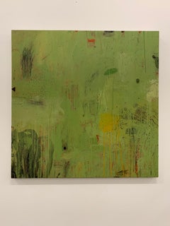 "Recede/ Recent View, " Contemporary, Abstract, Green, Mixed Media, Painting
