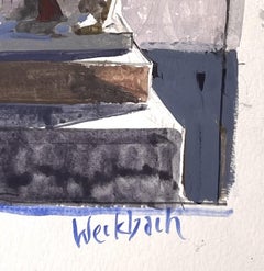 "Angle" (2021), Original Impressionist Mixed-Media Cityscape Still-Life Painting