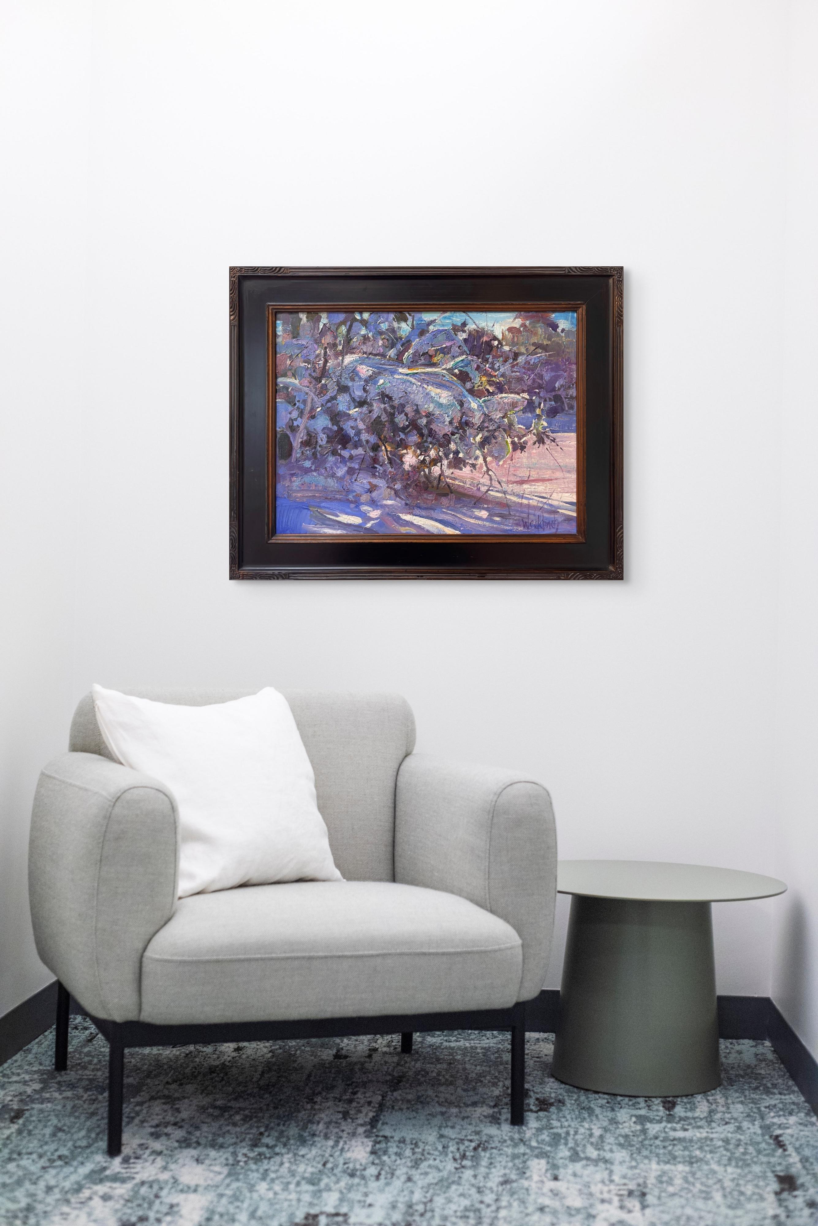 „Fresh Powder“ (2024), Original-Ölgemälde von Kevin Weckbach, Schneeszene im Angebot 10