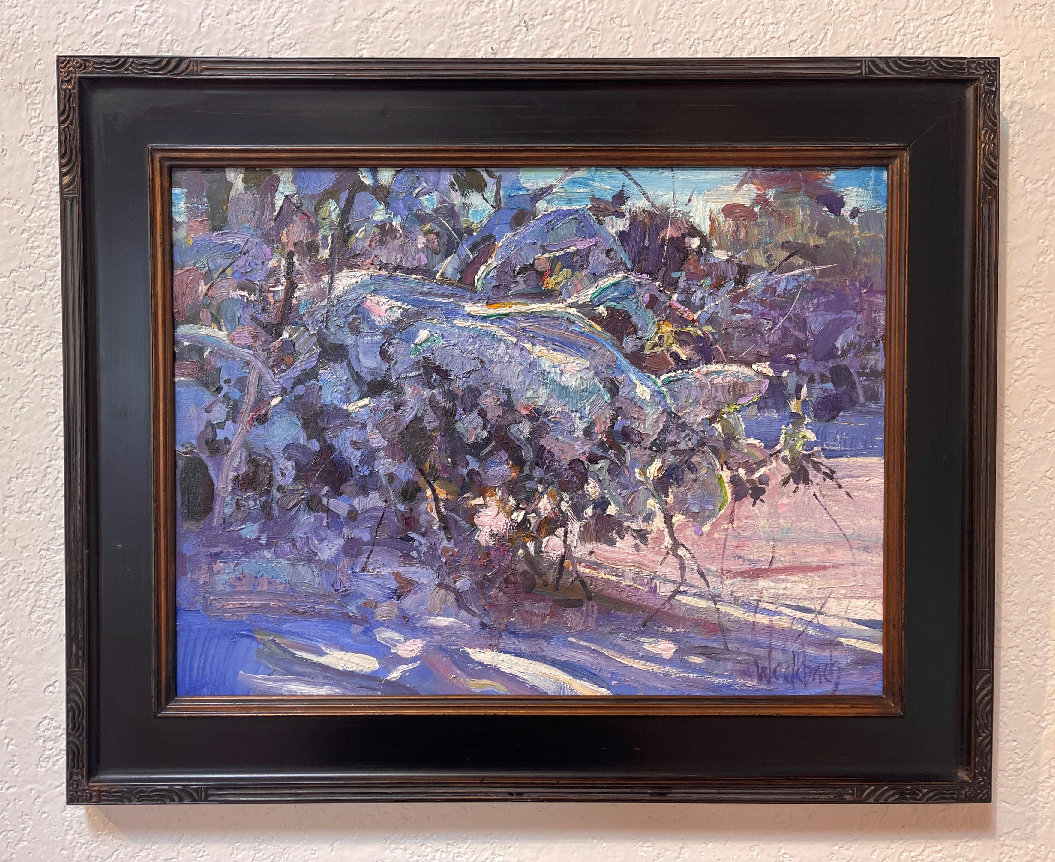 „Fresh Powder“ (2024), Original-Ölgemälde von Kevin Weckbach, Schneeszene im Angebot 2