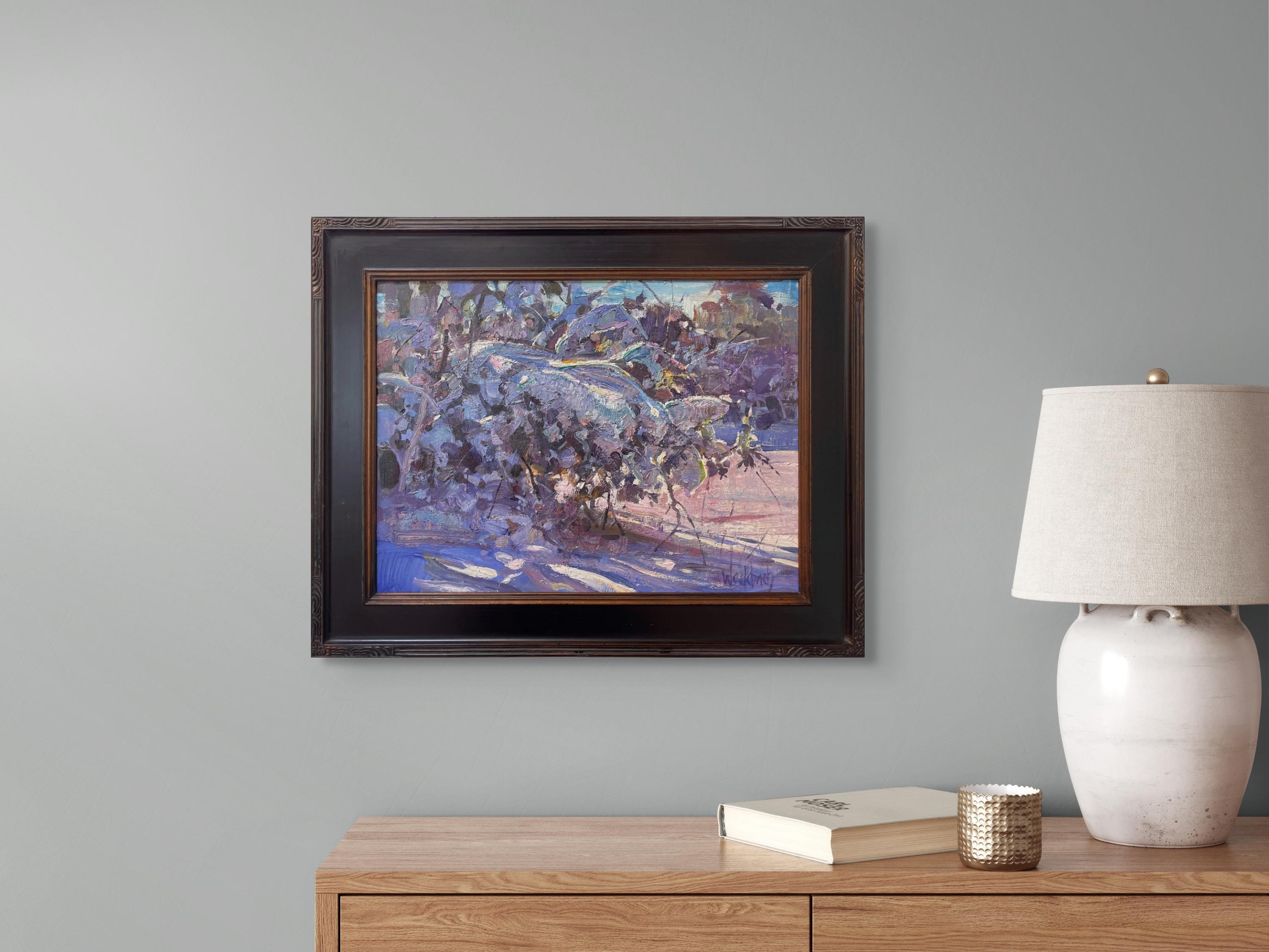 „Fresh Powder“ (2024), Original-Ölgemälde von Kevin Weckbach, Schneeszene im Angebot 7