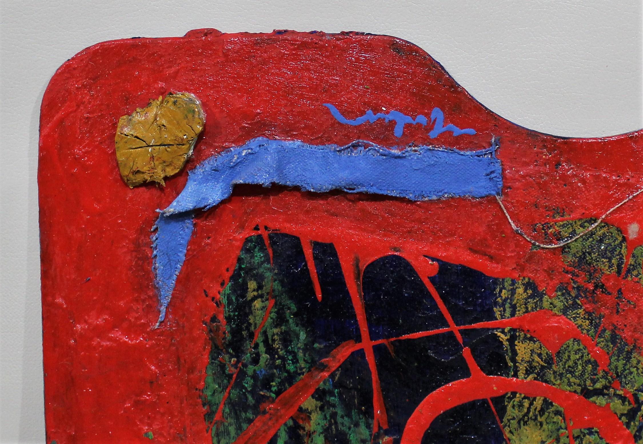 Mixed-media abstract Expressionist painting by San Diego artist Kevin Yuen. Unframed.