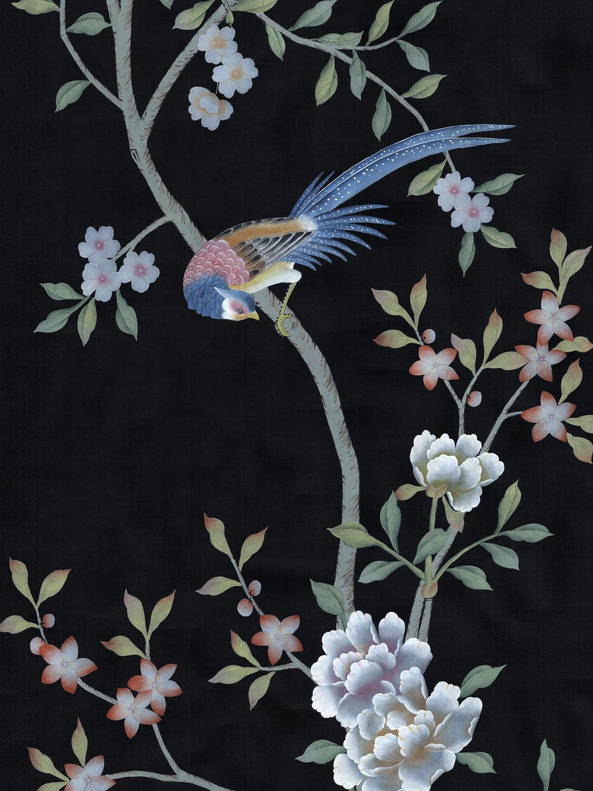 Chinoiseries Murale chinoiserie noire de Kew Garden