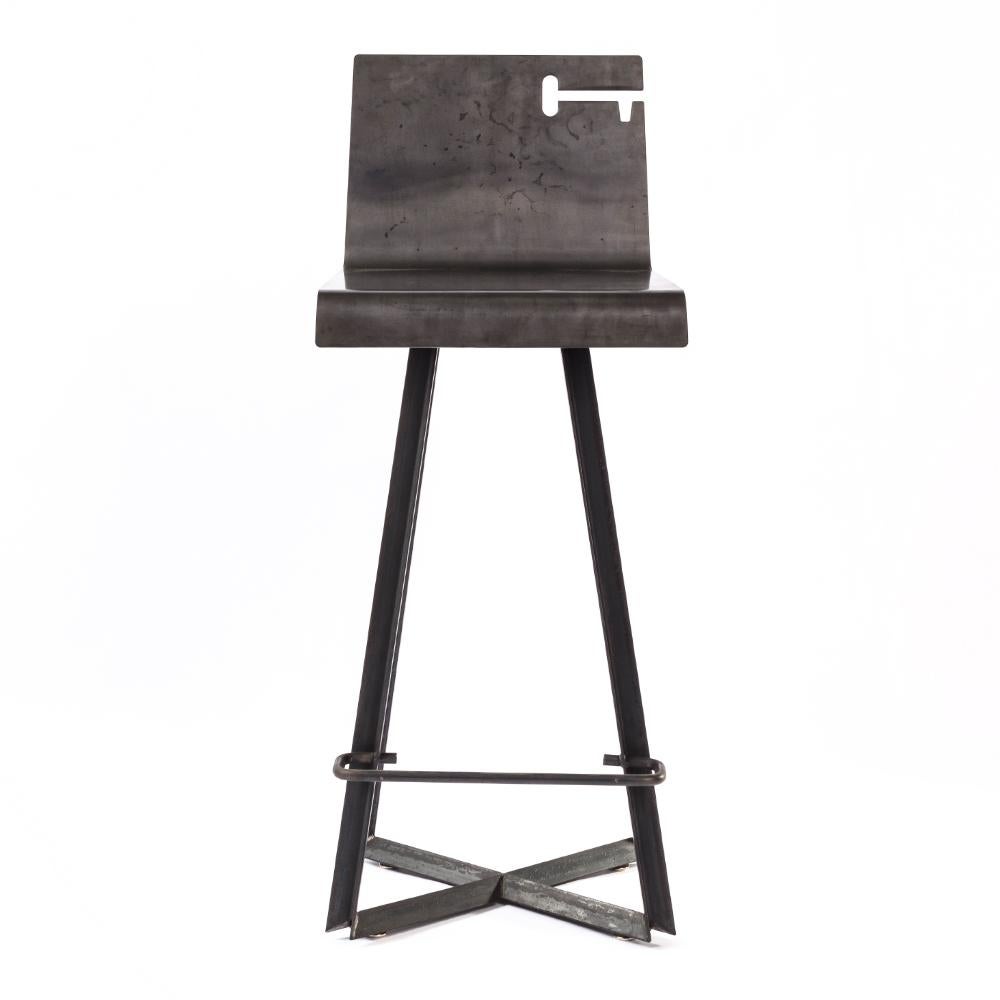 Industrial 'Key Barstool' by Basile Built - Limited Edition For Sale