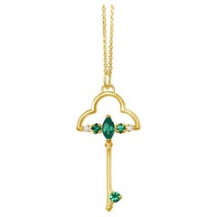 Schlüssel Smaragd und Diamant Halskette