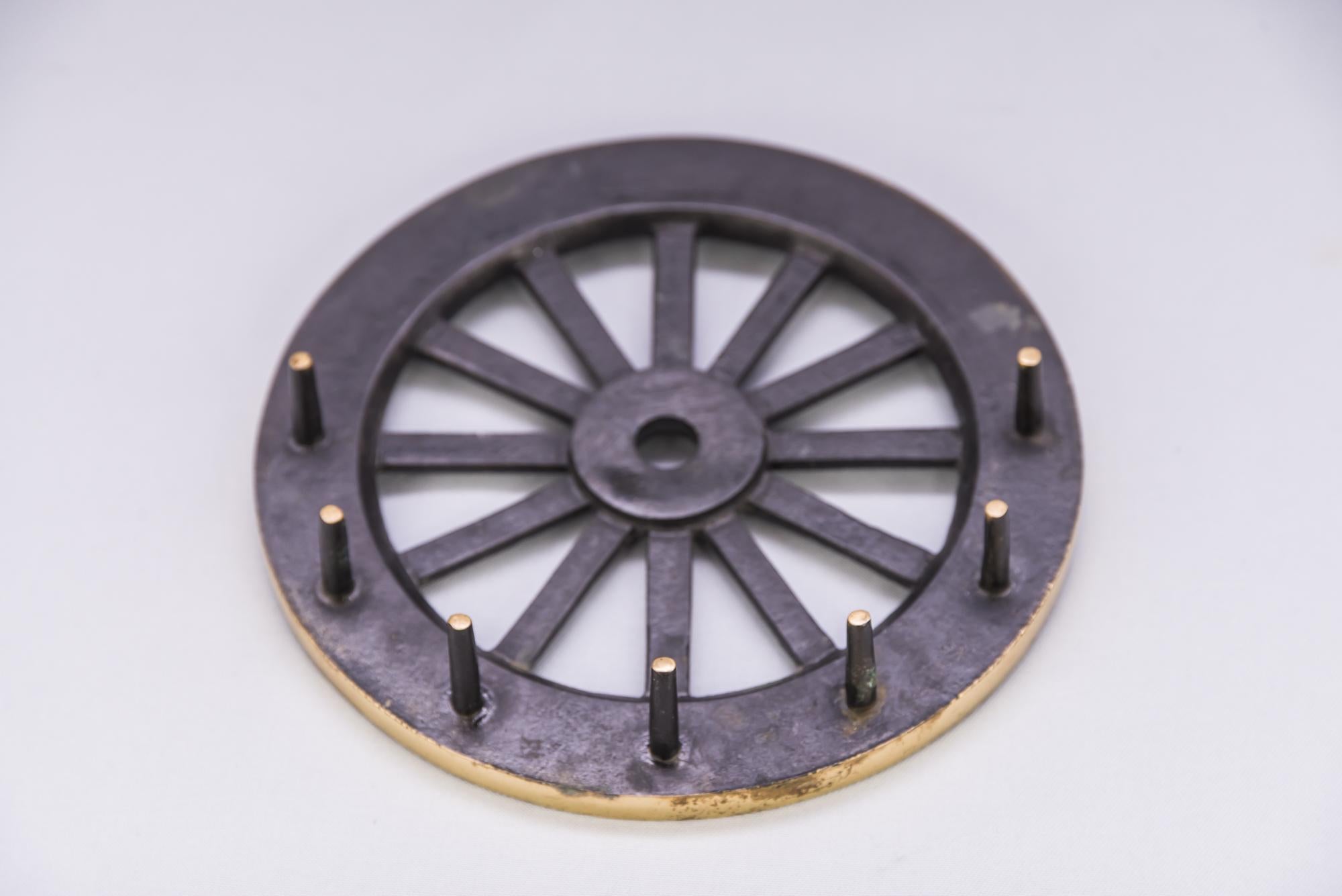 Blackened Key Holder in a Style of a Wheel by Walter Bosse, circa 1950s For Sale
