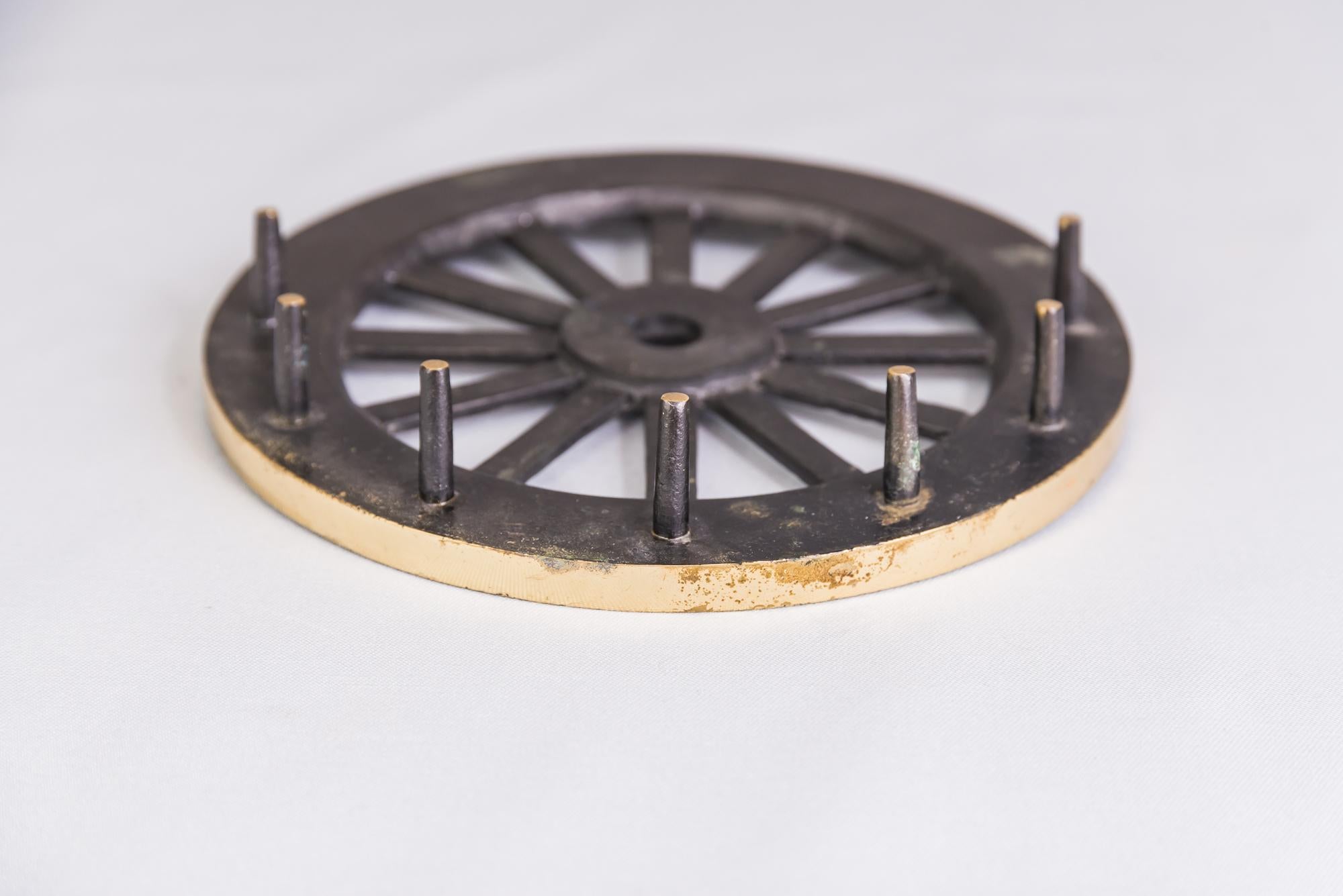 Brass Key Holder in a Style of a Wheel by Walter Bosse, circa 1950s For Sale