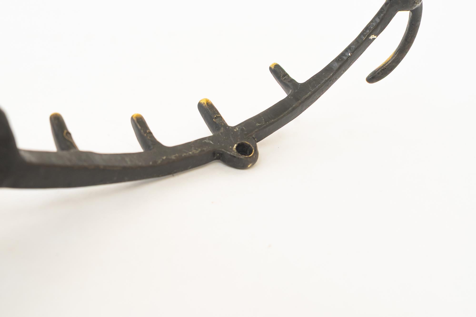 Blackened key holder sculpture elephant by walter bosser for wall vienna around 1950s For Sale