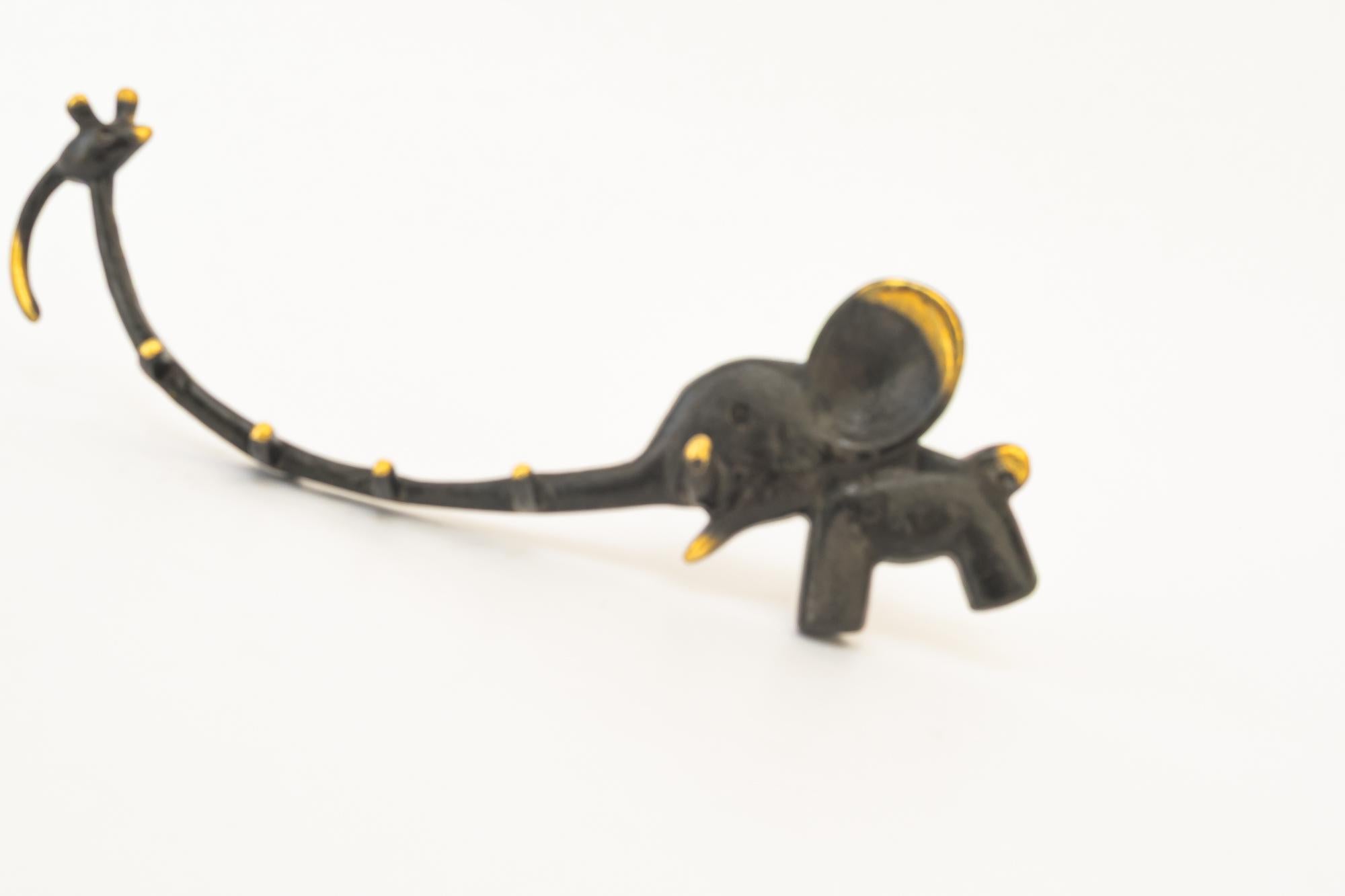 Mid-20th Century key holder sculpture elephant by walter bosser for wall vienna around 1950s For Sale