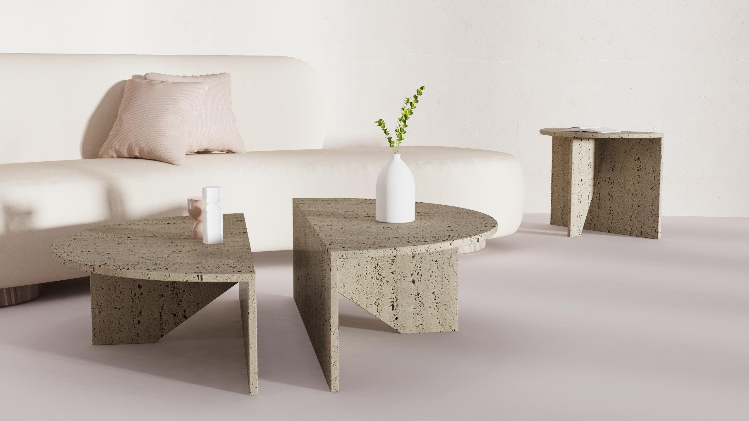 Key Italian Travertine Marble Coffee Table Bespoke Collectible Furniture Spain en vente 4