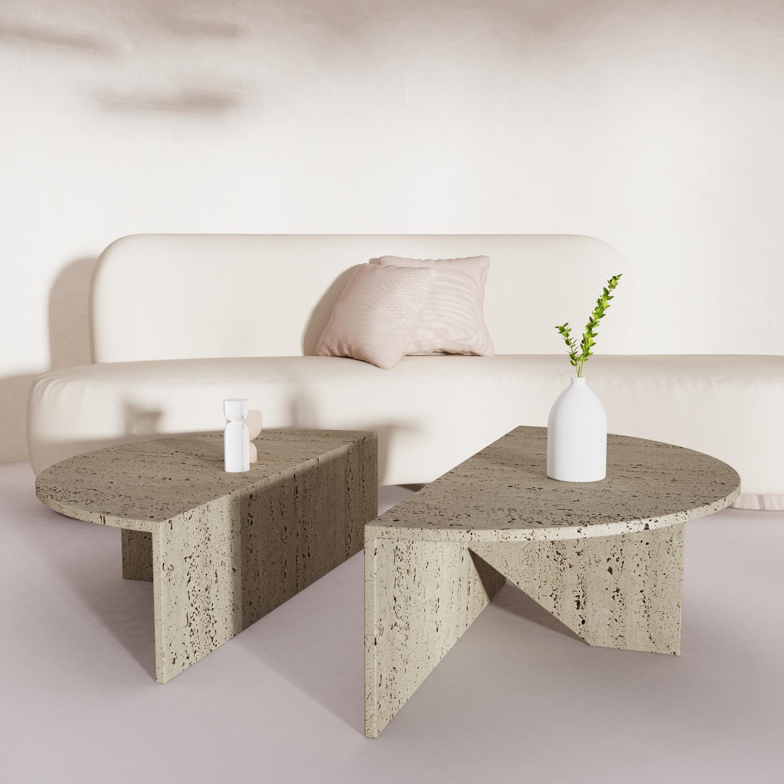 Pierre Key Italian Travertine Marble Coffee Table Bespoke Collectible Furniture Spain en vente