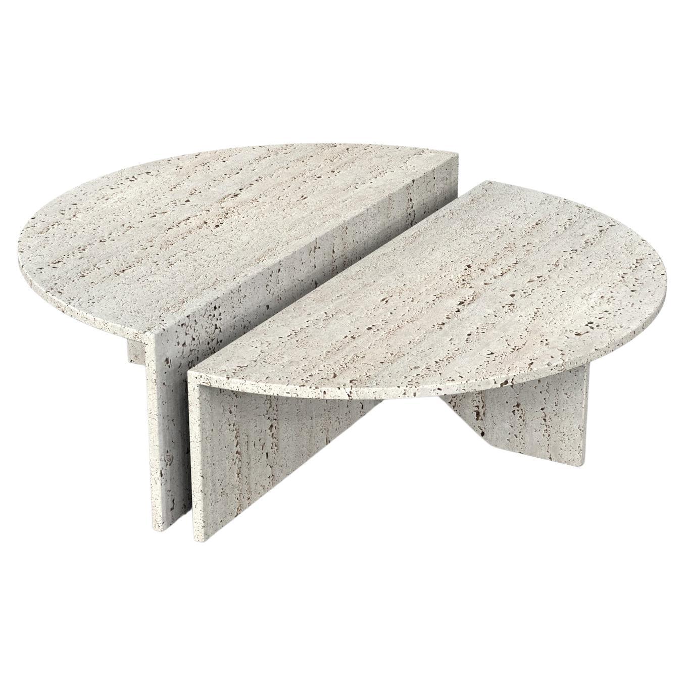 Clave Mesa de centro italiana de mármol travertino Muebles de colección a medida España en venta