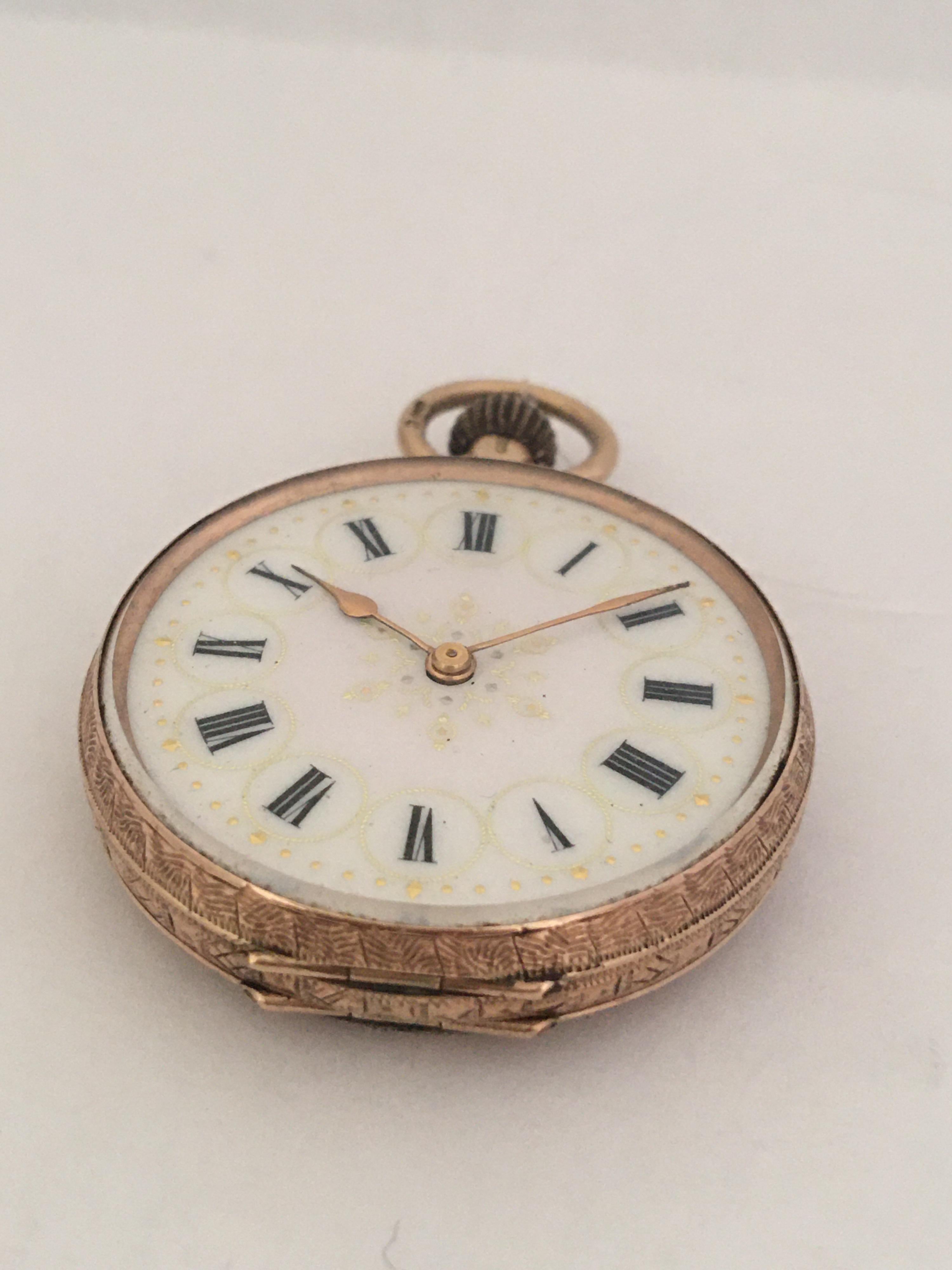 Key-Less Antique 9 Karat Gold Dimier Freres & Cie. Ladies Fob / Pocket Watch For Sale 7