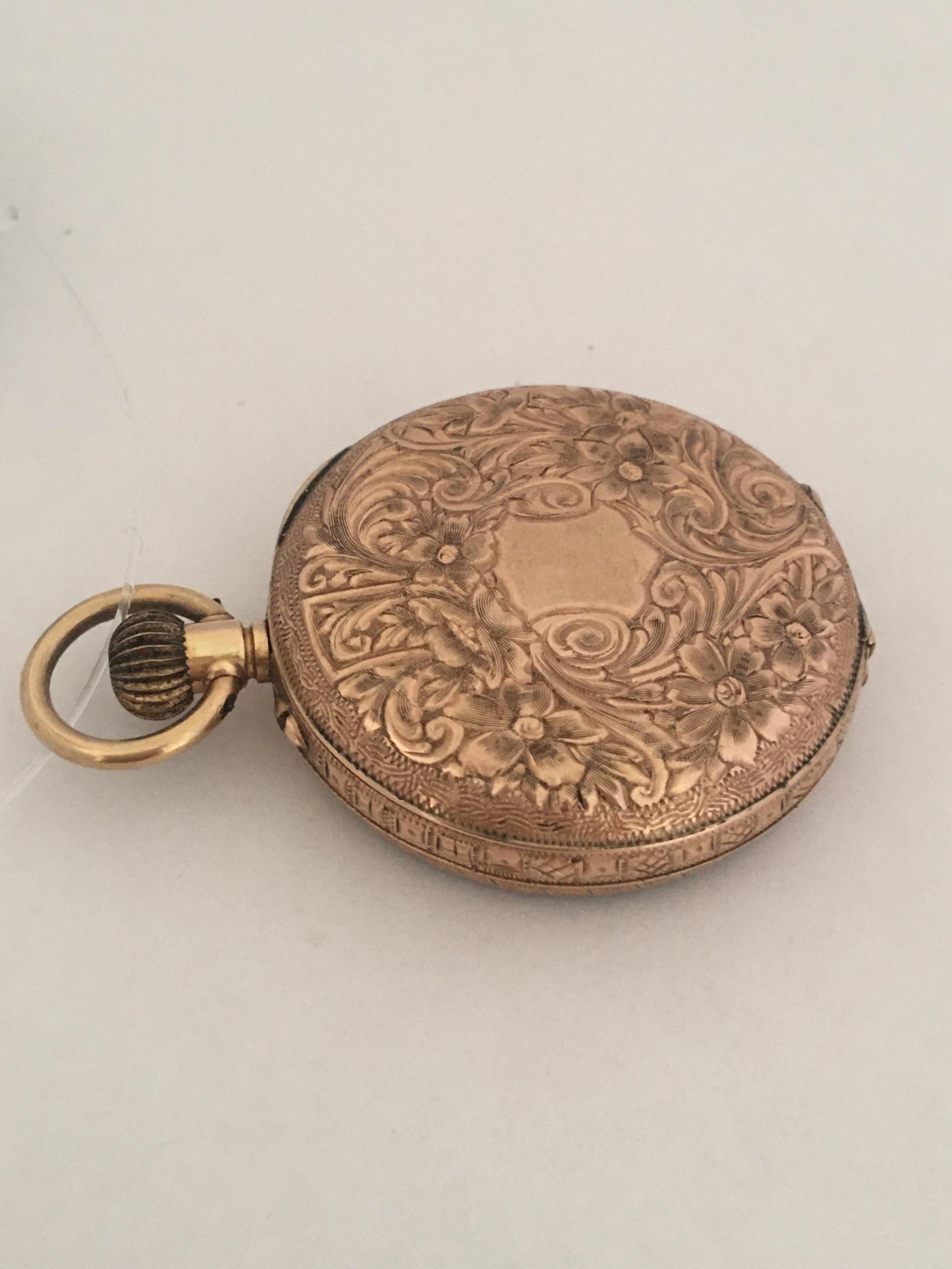 Key-Less Antique 9 Karat Gold Dimier Freres & Cie. Ladies Fob / Pocket Watch For Sale 8