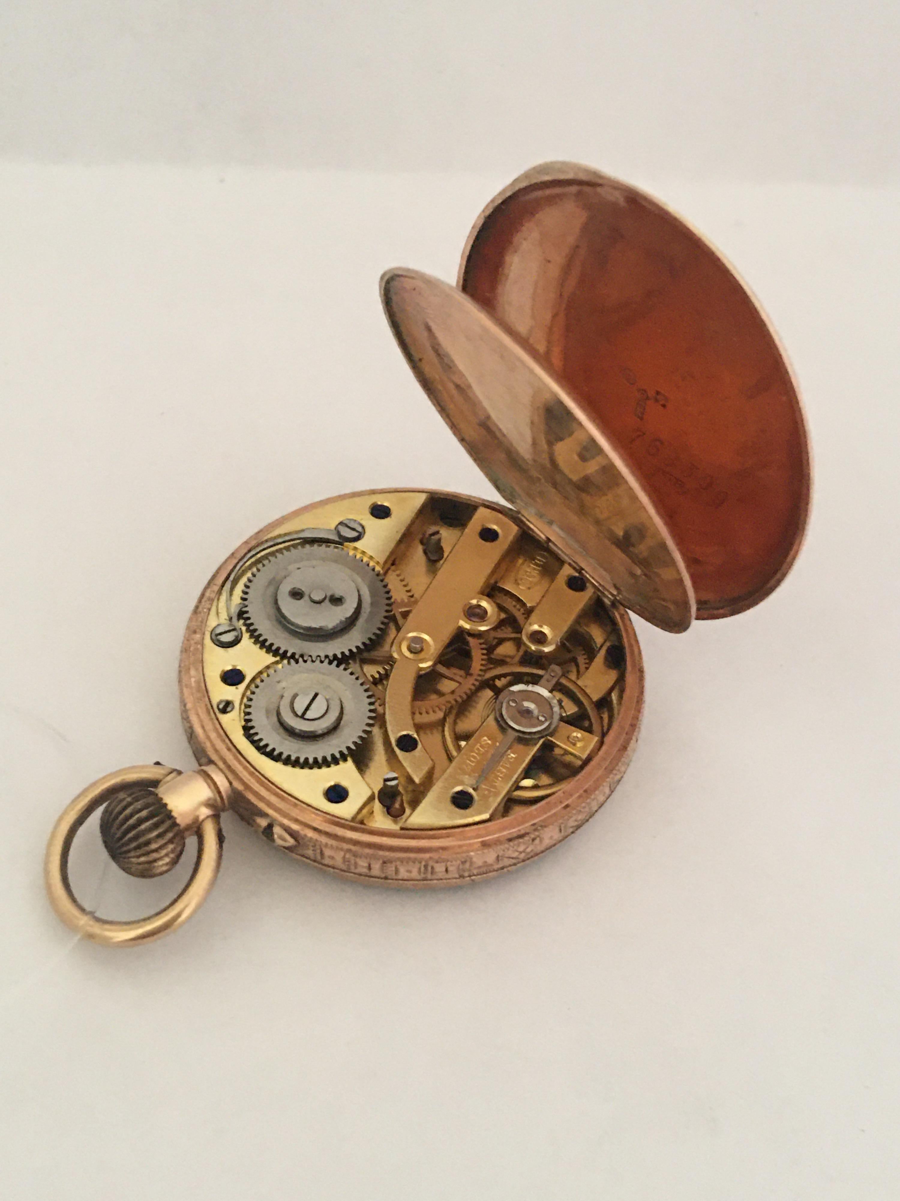 Key-Less Antique 9 Karat Gold Dimier Freres & Cie. Ladies Fob / Pocket Watch For Sale 2