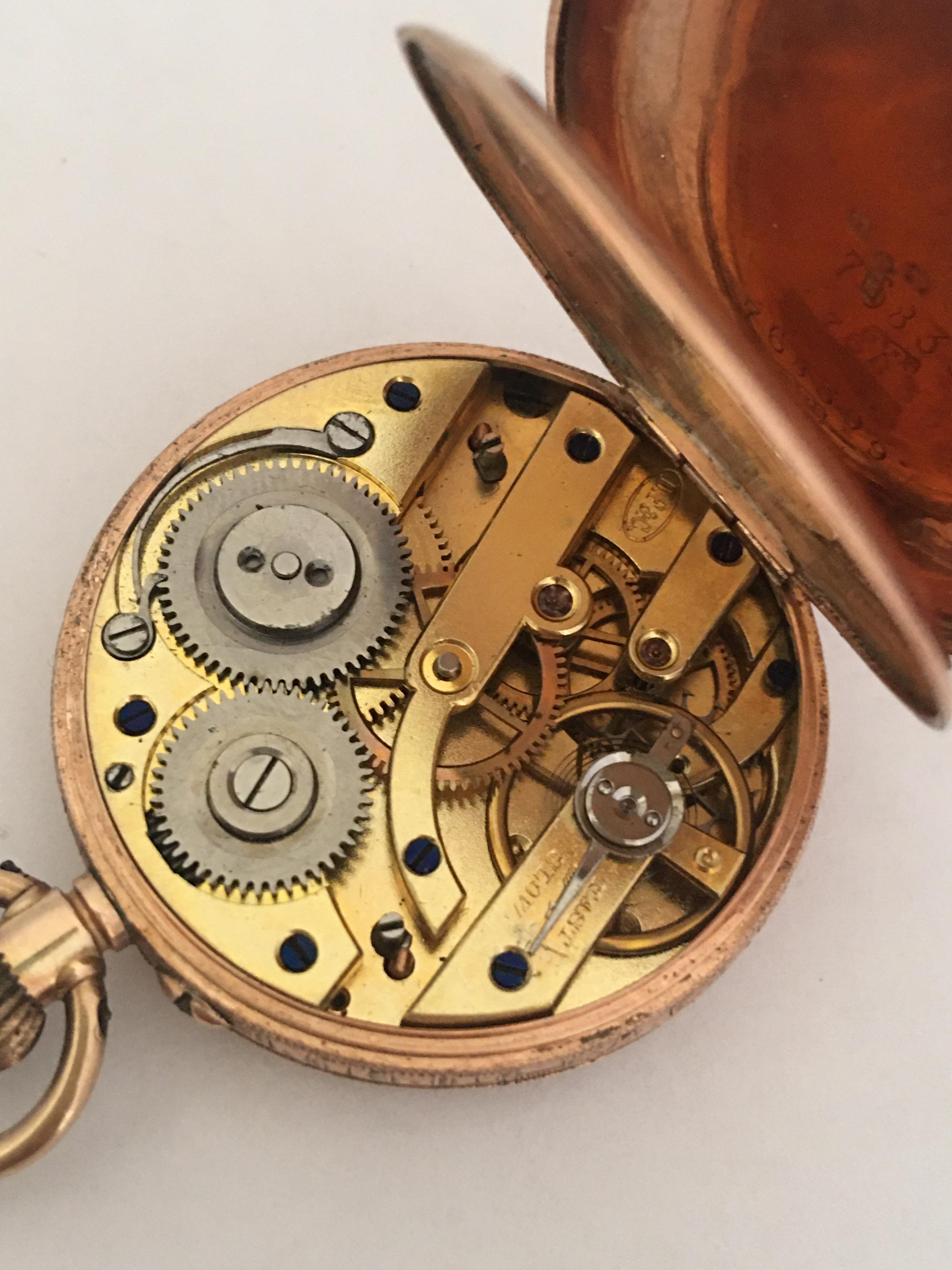 Key-Less Antique 9 Karat Gold Dimier Freres & Cie. Ladies Fob / Pocket Watch For Sale 3
