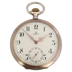 Key-Less 51mm Antique Silver Omega Pocket Watch 