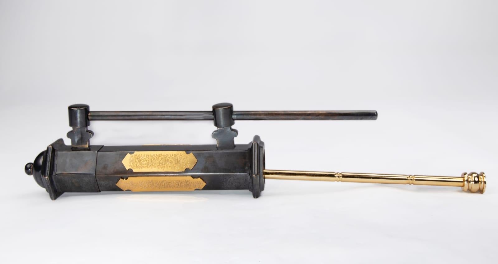 Brass Key-Lock & Box of the Holy Kaaba in the Era King Khalid with Black Kaaba Cloth For Sale