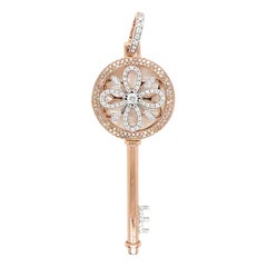 Key Magic Pendant in 18k Gold with Diamonds and Pearl Shell