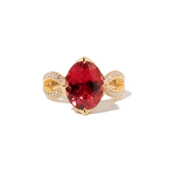 Key of Amsterdam 18k yellow gold cocktail ring with rubellite