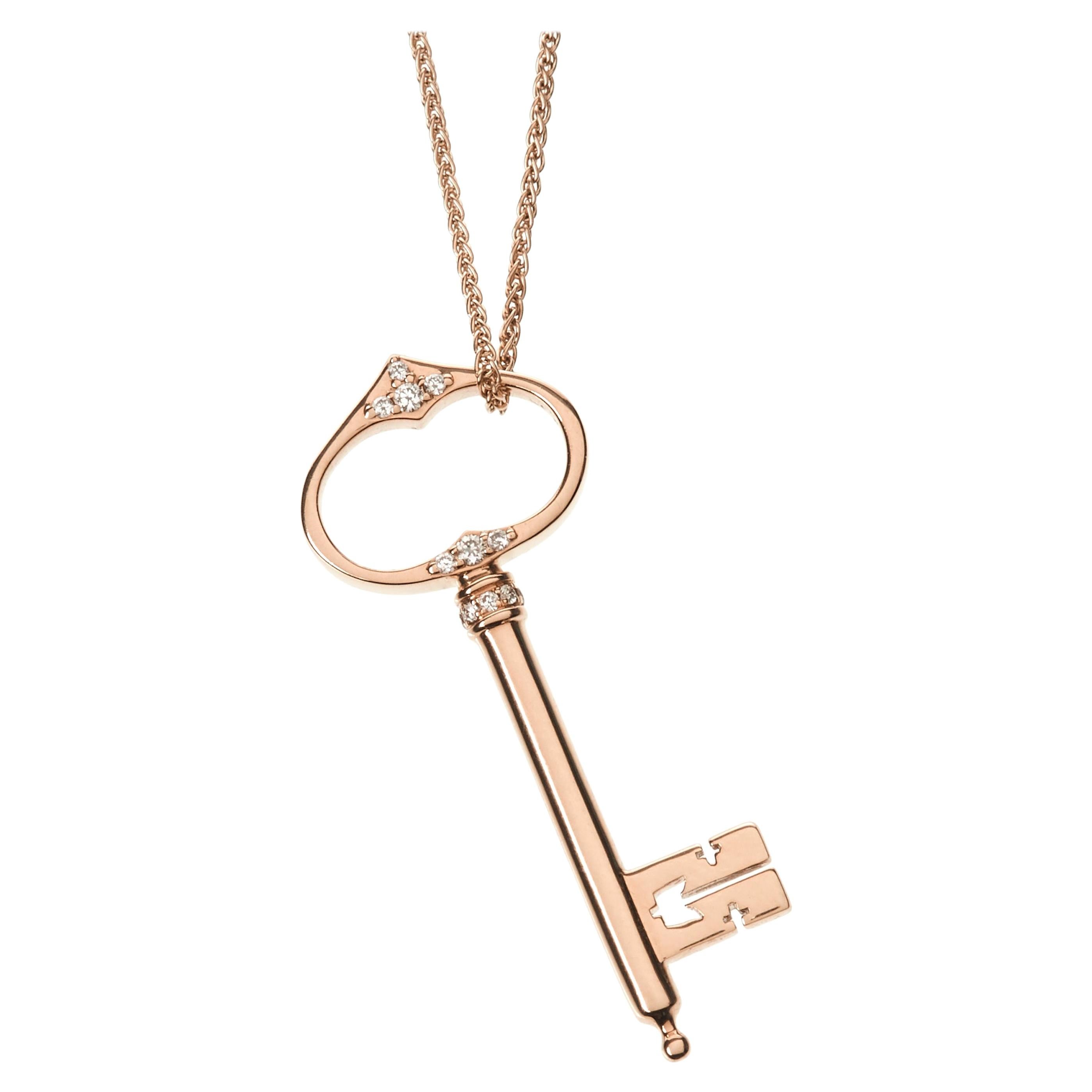 Key of Amsterdam Pendant Rose Gold and Diamonds For Sale