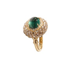 Key of Amsterdam ring with indigolite green tourmaline and diamonds