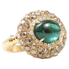 Key of Amsterdam ring with indigolite green tourmaline and diamonds