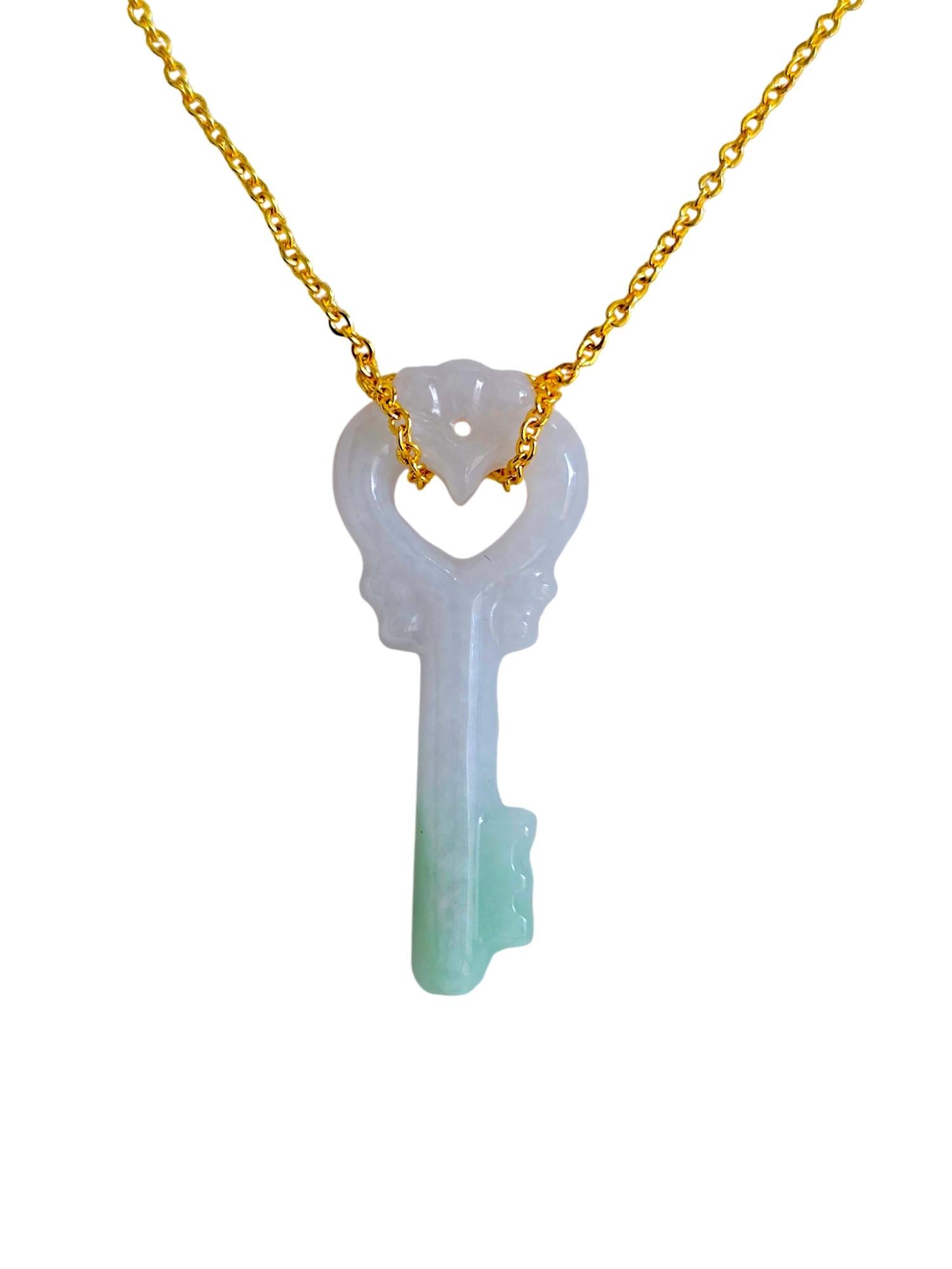 Key of Paris Burmese Green and Lavender A-Jade Charm Pendant For Sale 7