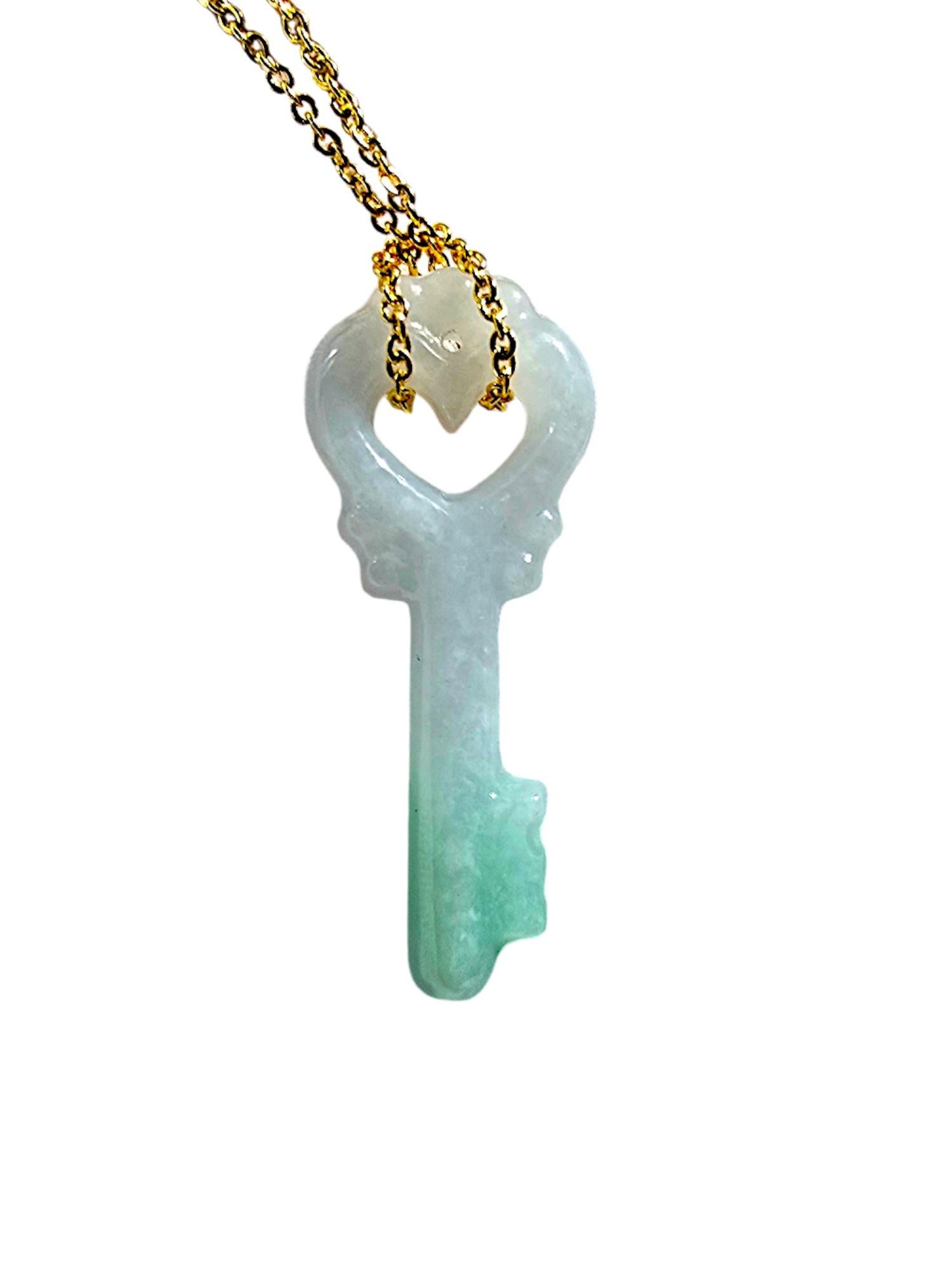 Key of Paris Burmese Green and Lavender A-Jade Charm Pendant For Sale 9