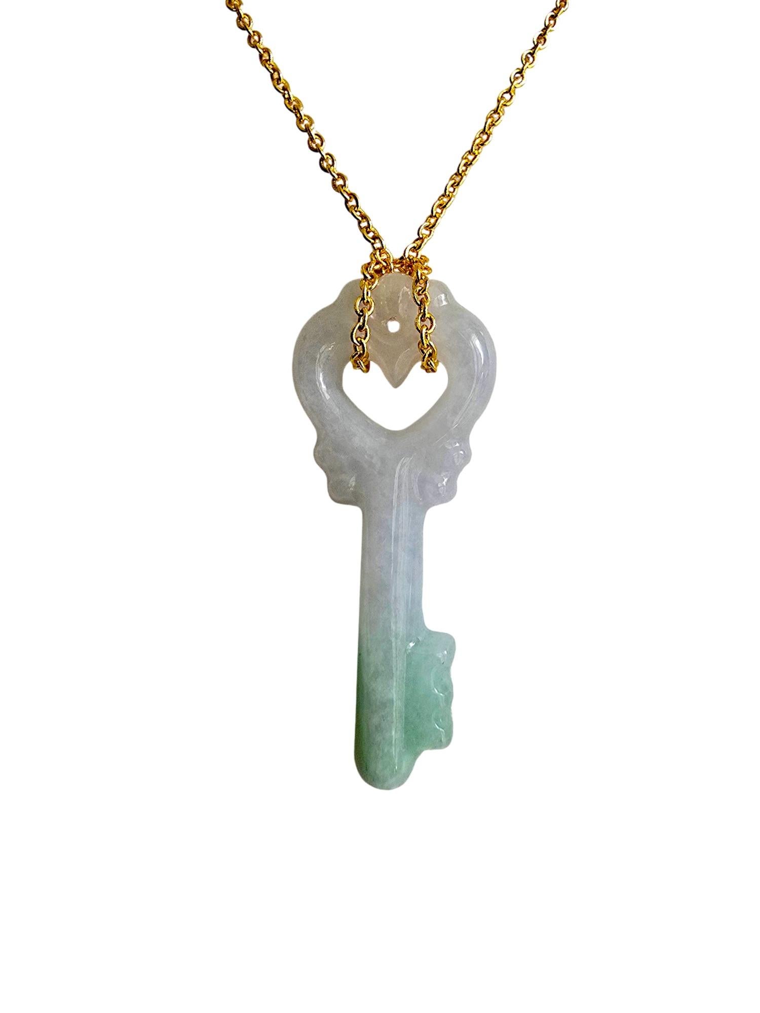 Key of Paris Burmese Green and Lavender A-Jade Charm Pendant For Sale 10